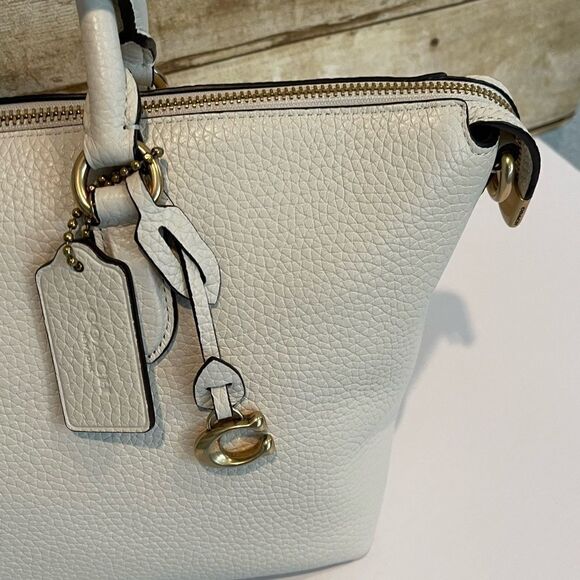 Coach - Cara Soft Pebble Leather Satchel Crossbody Bag. Dust Bag Chalk - Picture 5 of 15